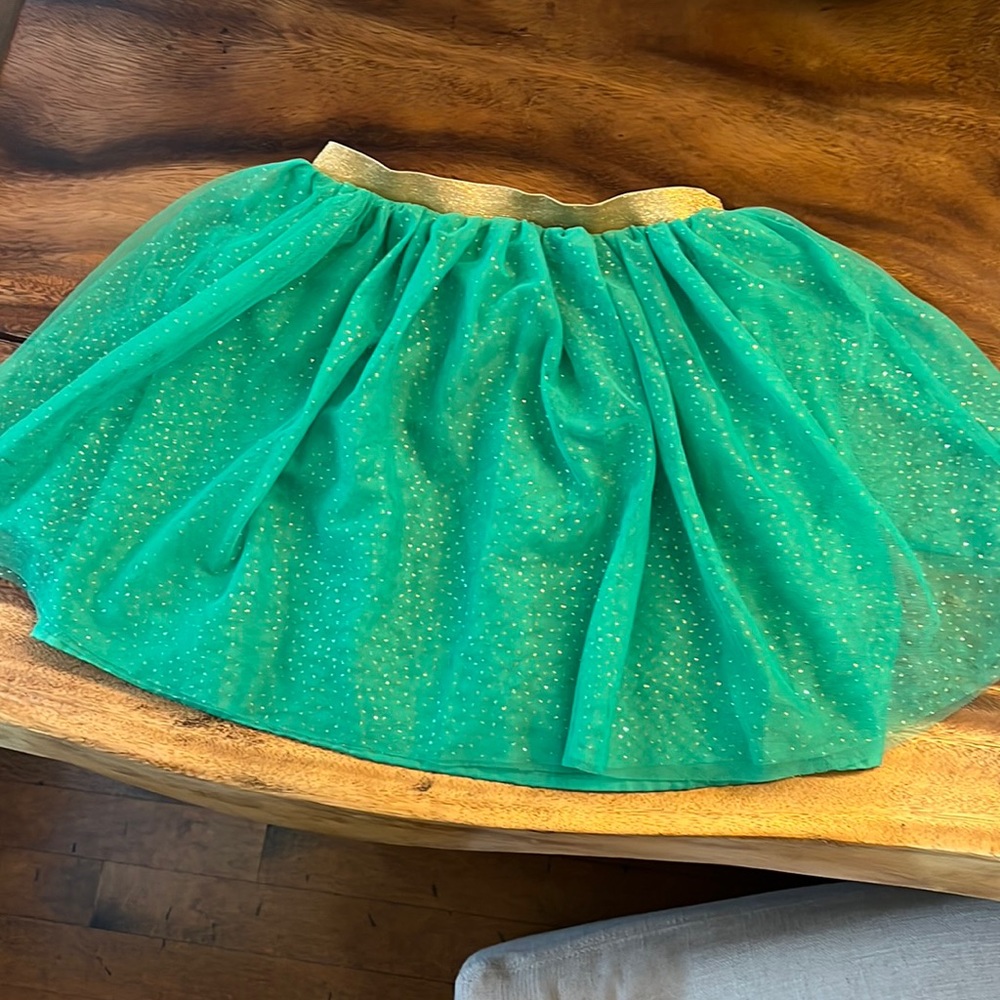 CAT & JACK LARGE 10/12 GIRL’s GREEN GOLD GLITTER CHRISTMAS ST. PATRICK’S SKIRT